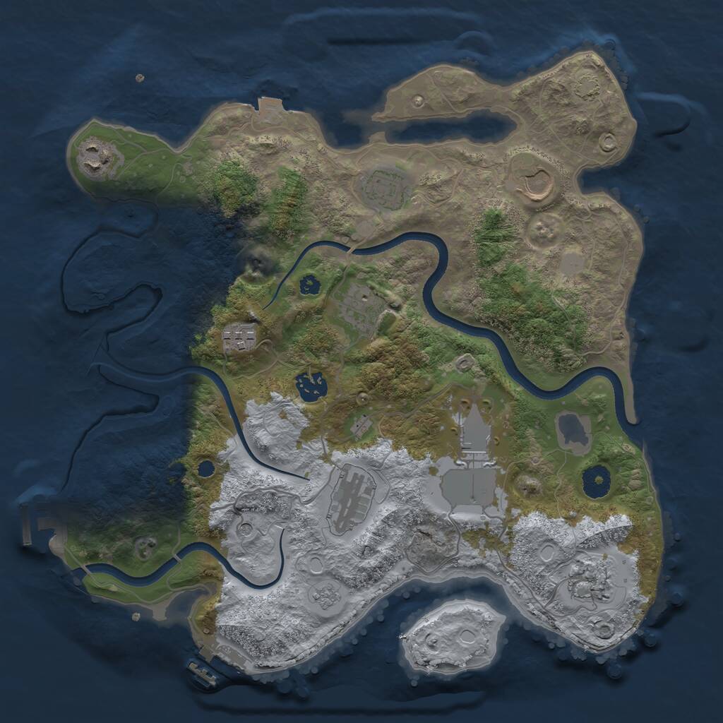 Rust Map: Procedural Map, Size: 3500, Seed: 635499740, 15 Monuments