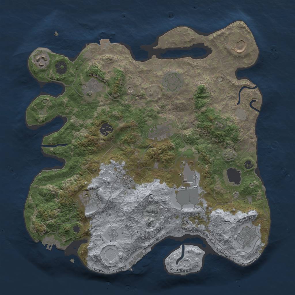 Rust Map: Procedural Map, Size: 3500, Seed: 635499740, 18 Monuments