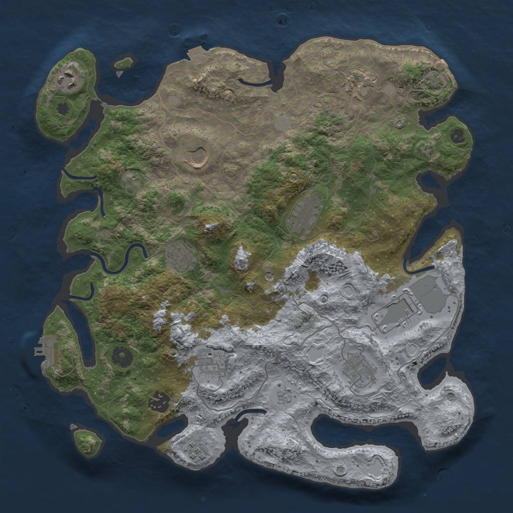 Rust Map: Procedural Map, Size: 3650, Seed: 56529085, 17 Monuments