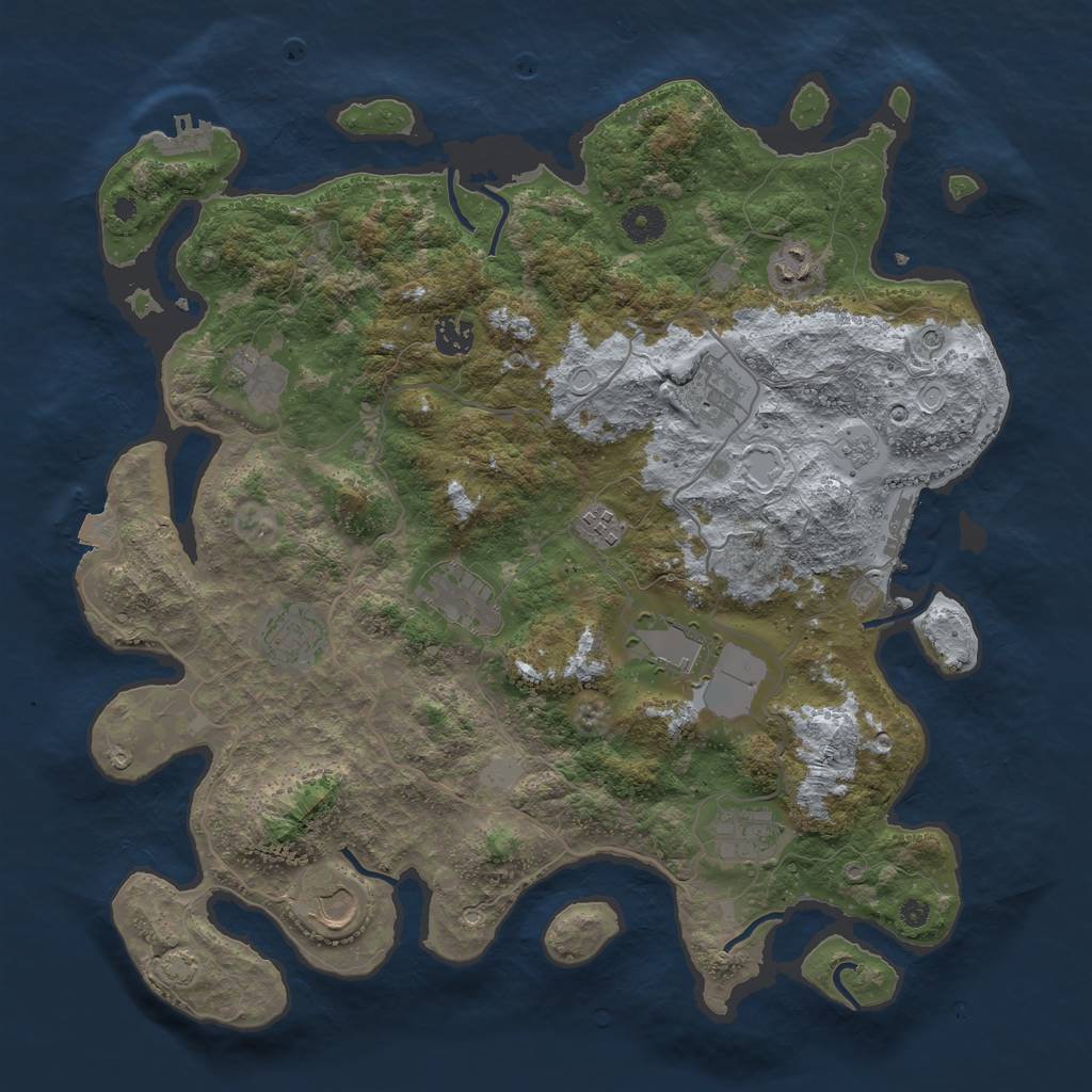 Rust Map: Procedural Map, Size: 4000, Seed: 158373855, 18 Monuments