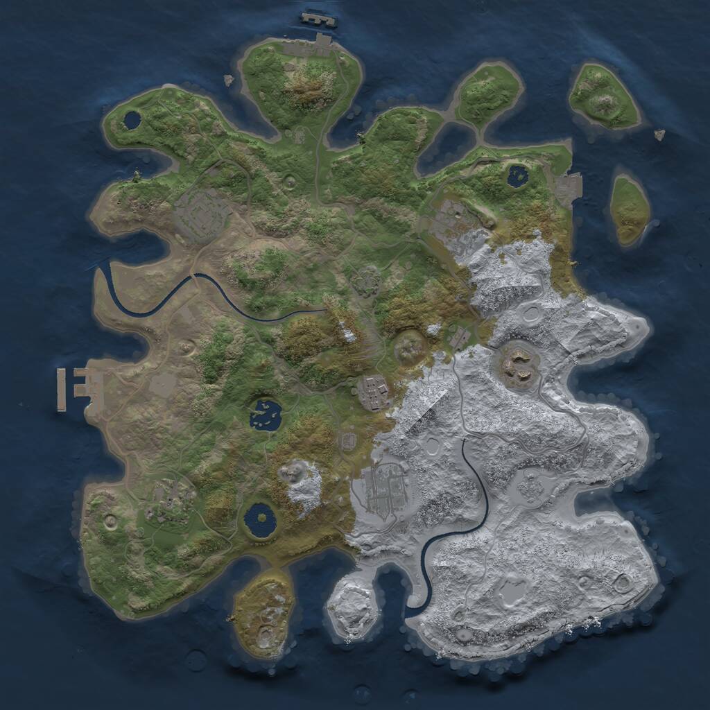 Rust Map: Procedural Map, Size: 3300, Seed: 964513553, 12 Monuments
