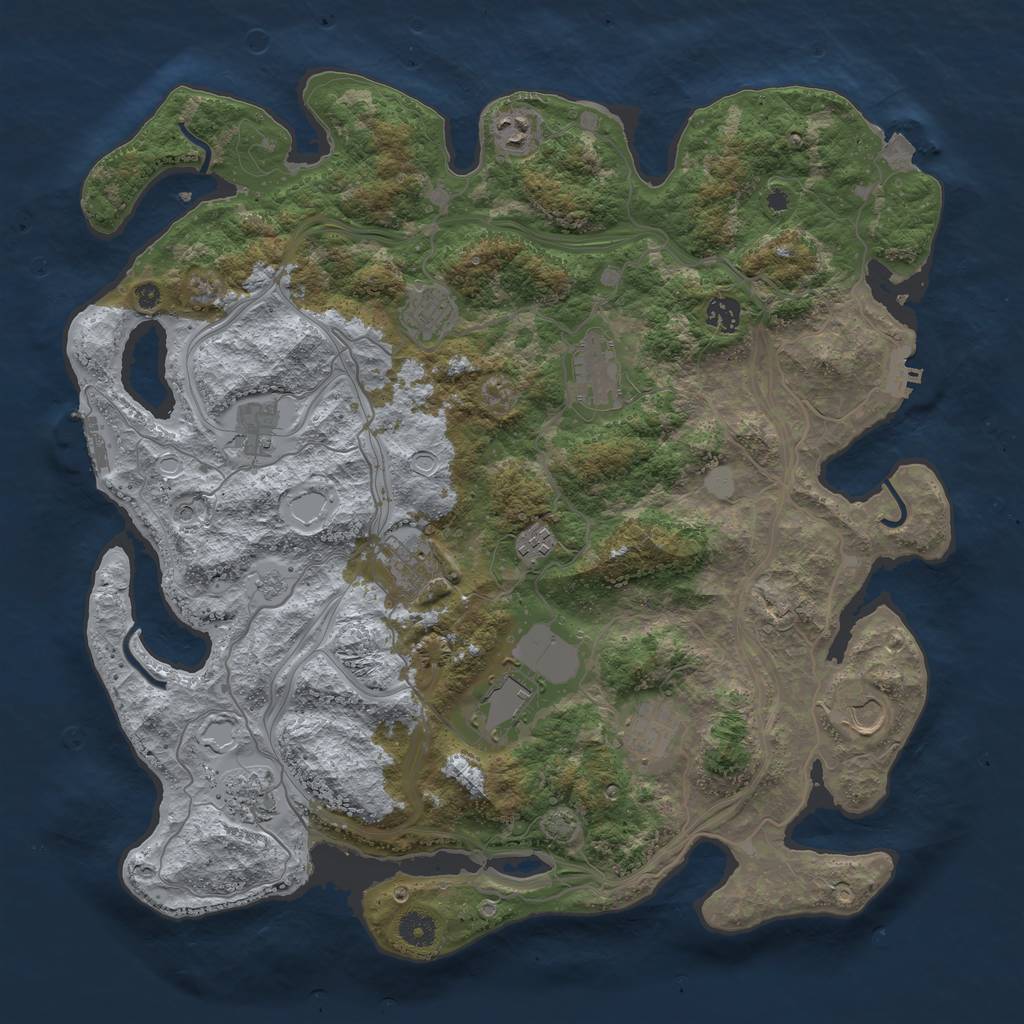 Rust Map: Procedural Map, Size: 4250, Seed: 614458979, 19 Monuments