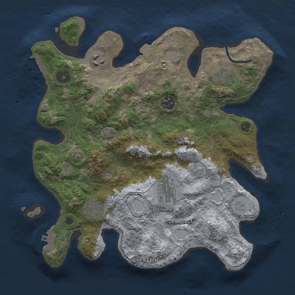 Rust Map: Procedural Map, Size: 3200, Seed: 896322074, 14 Monuments