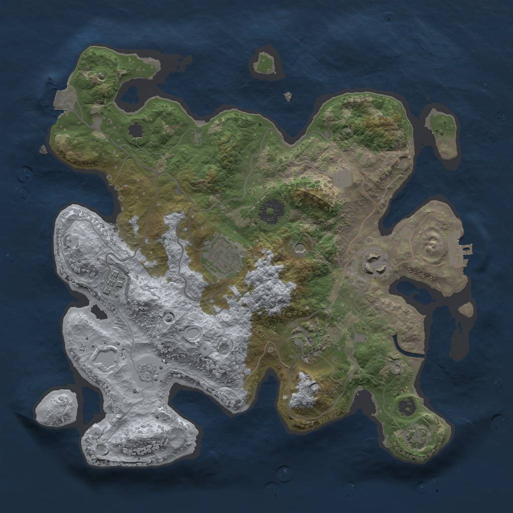 Rust Map: Procedural Map, Size: 3000, Seed: 5401125, 11 Monuments