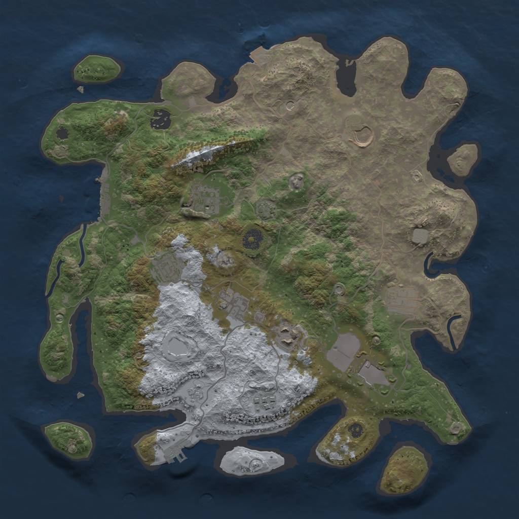 Rust Map: Procedural Map, Size: 3700, Seed: 127363266, 17 Monuments