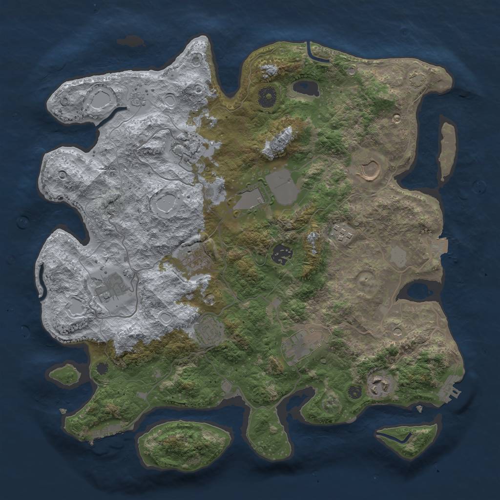 Rust Map: Procedural Map, Size: 3700, Seed: 1369, 18 Monuments
