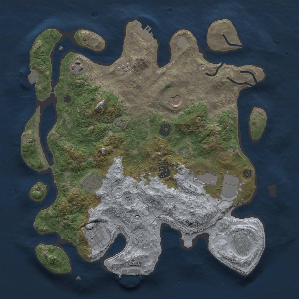 Rust Map: Procedural Map, Size: 3500, Seed: 861947864, 16 Monuments