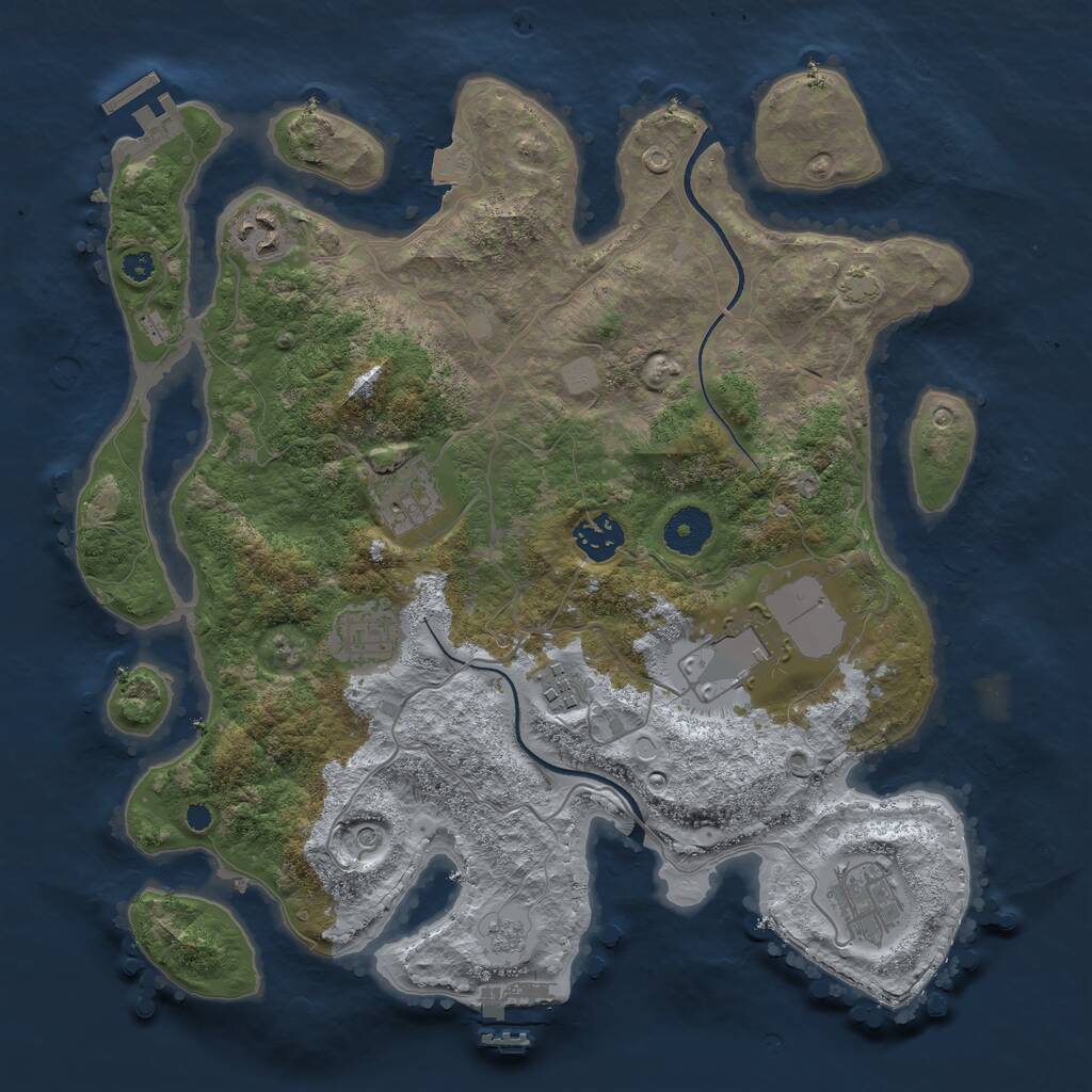 Rust Map: Procedural Map, Size: 3500, Seed: 861947864, 13 Monuments