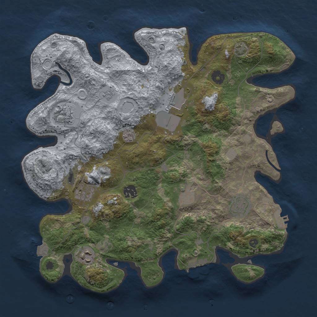 Rust Map: Procedural Map, Size: 3500, Seed: 943378652, 15 Monuments