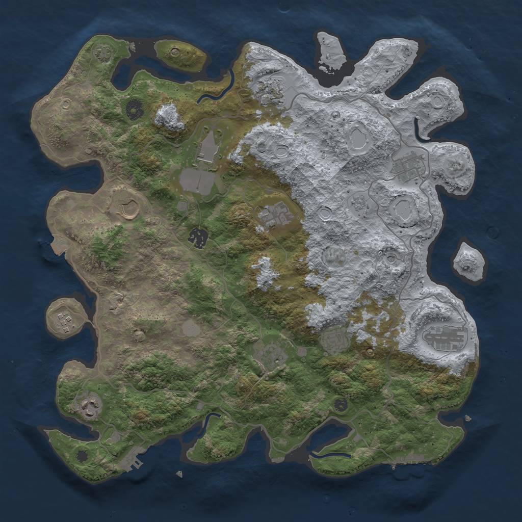 Rust Map: Procedural Map, Size: 4000, Seed: 359493305, 19 Monuments