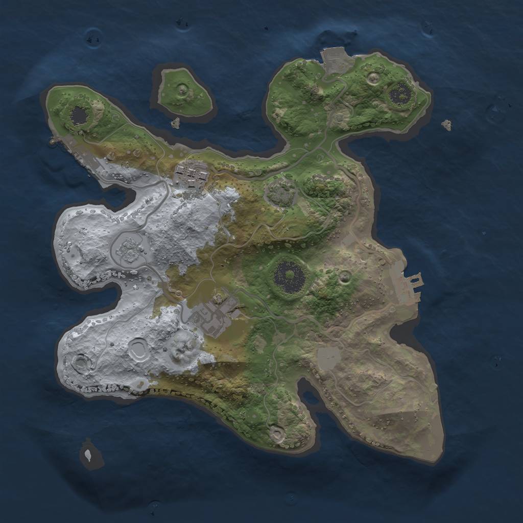 Rust Map: Procedural Map, Size: 2500, Seed: 2027868880, 9 Monuments