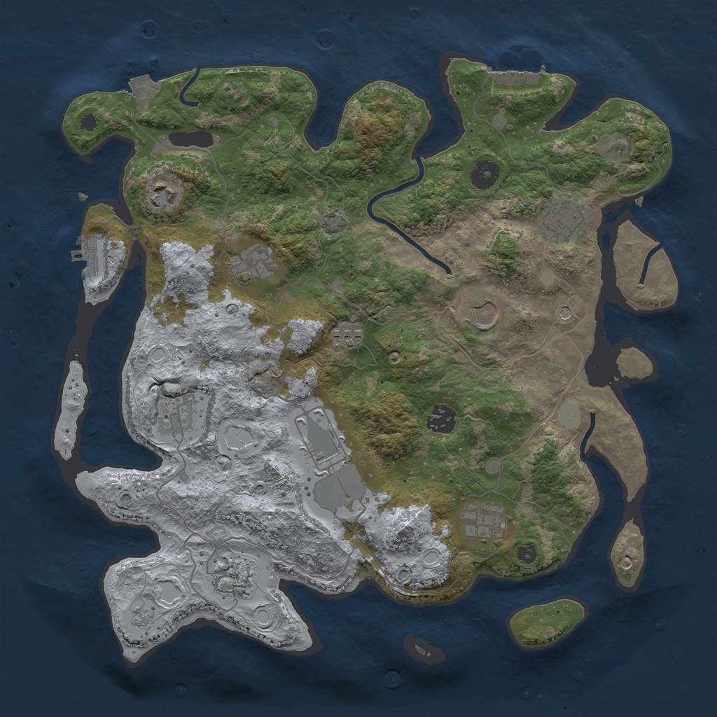 Rust Map: Procedural Map, Size: 3750, Seed: 19249753, 18 Monuments