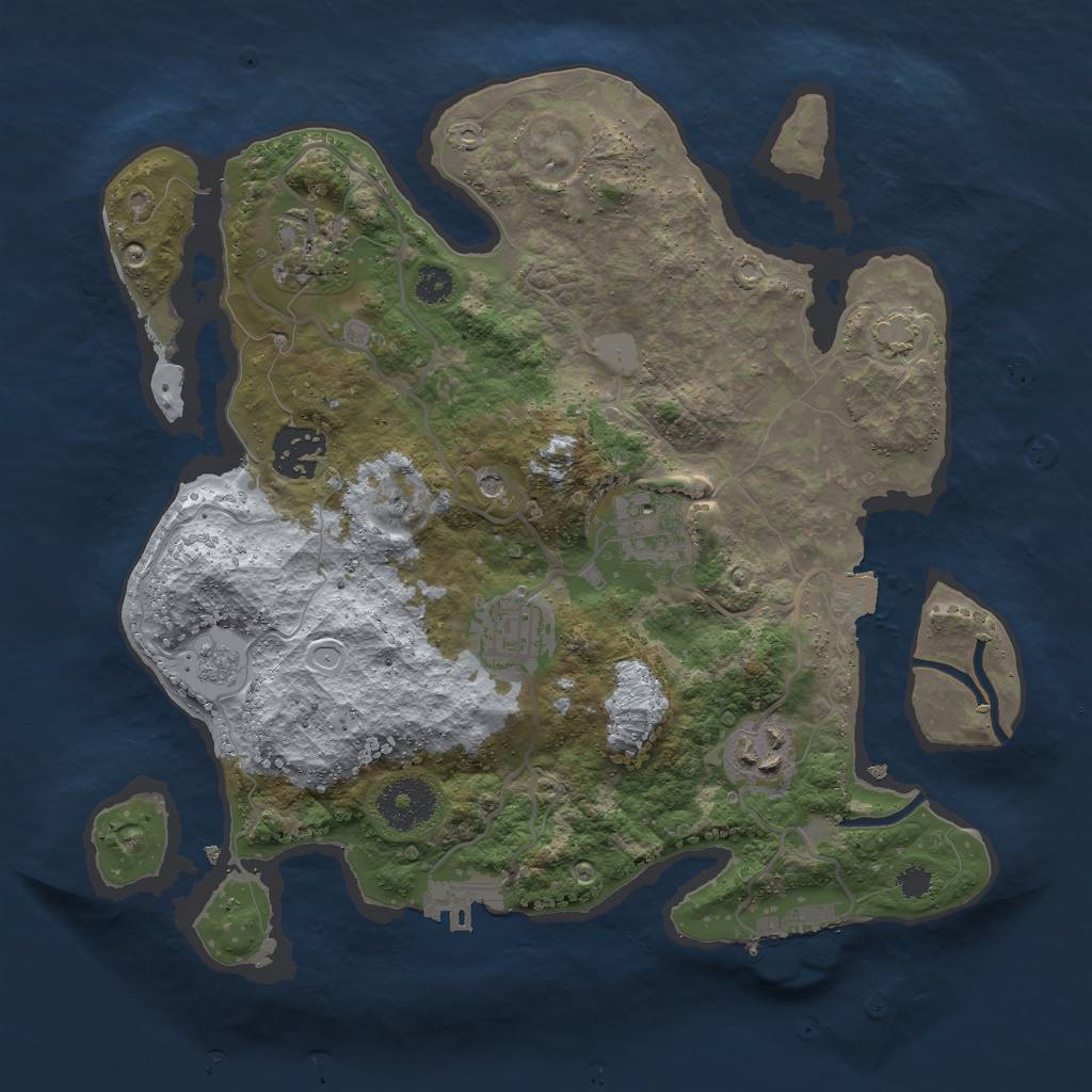 Rust Map: Procedural Map, Size: 3000, Seed: 175422, 13 Monuments