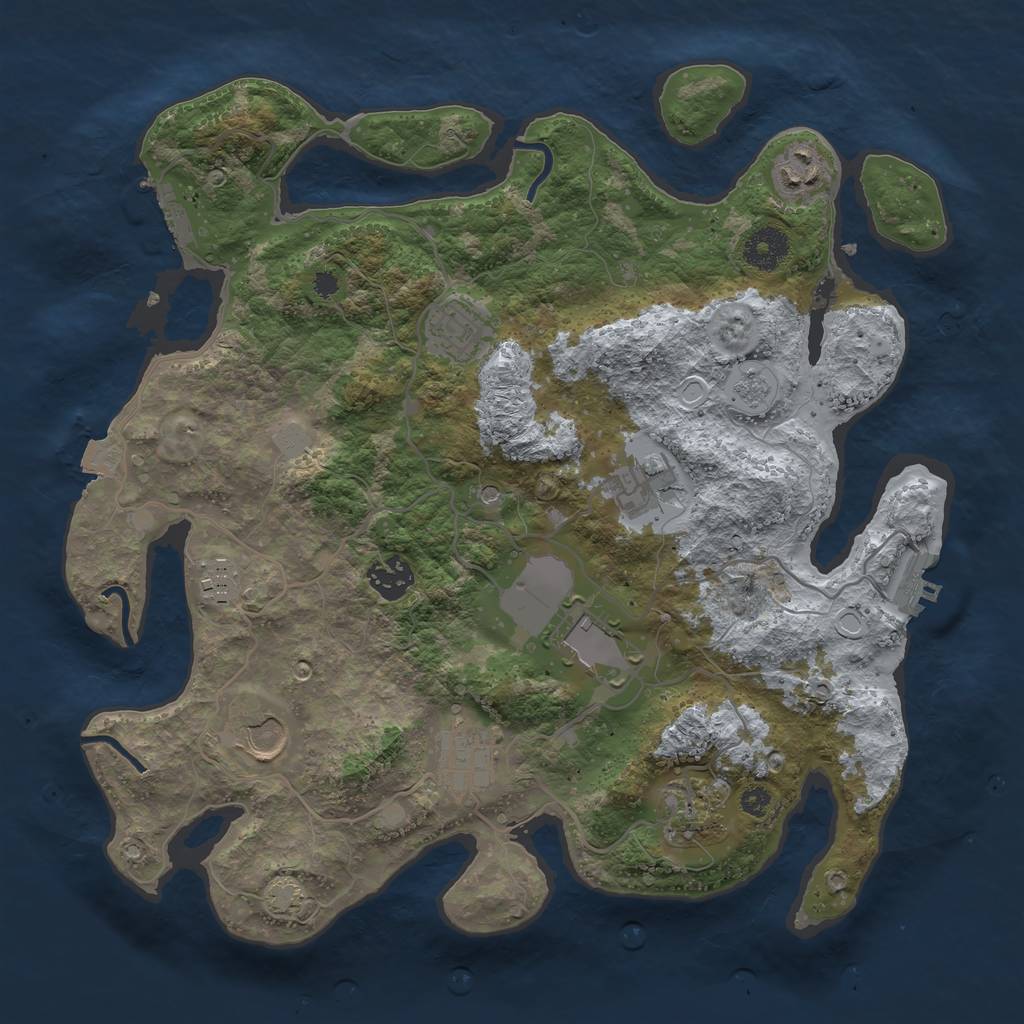 Rust Map: Procedural Map, Size: 3500, Seed: 113944918, 17 Monuments