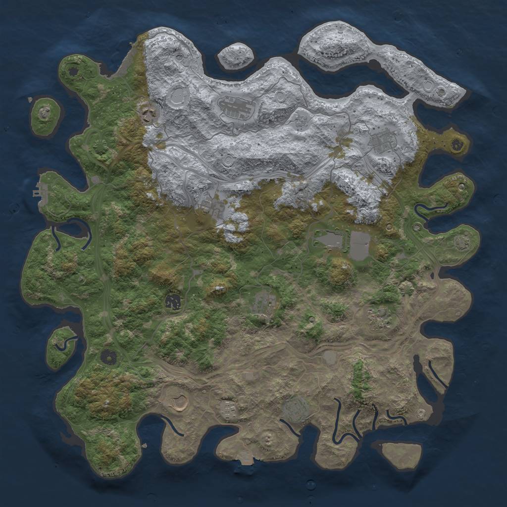 Rust Map: Procedural Map, Size: 4650, Seed: 1, 19 Monuments