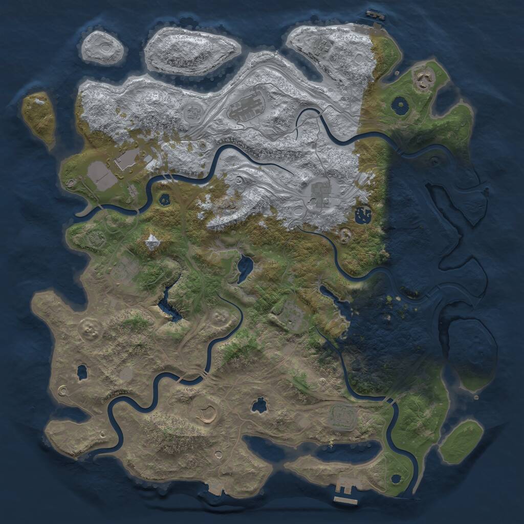 Rust Map: Procedural Map, Size: 4500, Seed: 124751, 16 Monuments