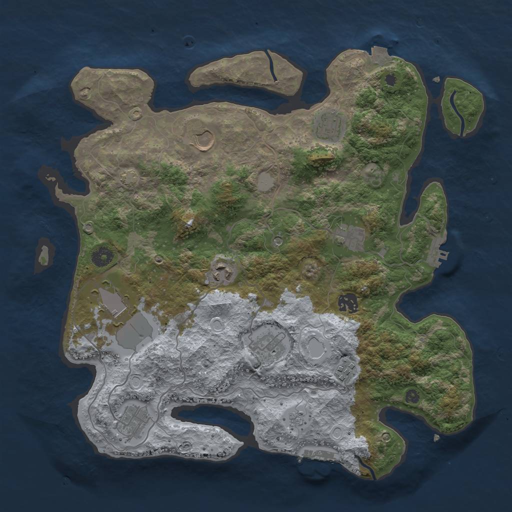 Rust Map: Procedural Map, Size: 3700, Seed: 30000, 17 Monuments