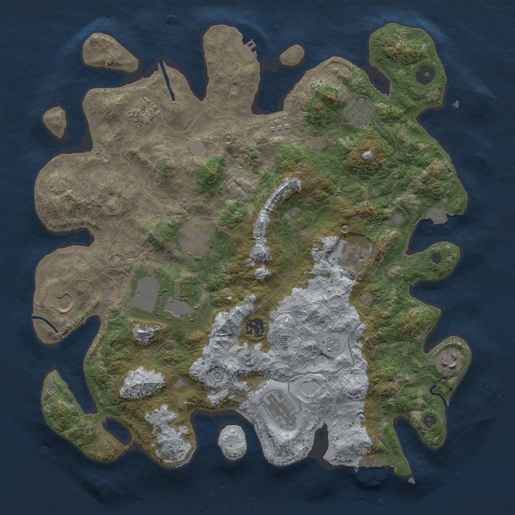 Rust Map: Procedural Map, Size: 4000, Seed: 4346728, 18 Monuments