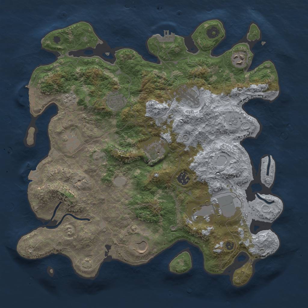 Rust Map: Procedural Map, Size: 3750, Seed: 1098154222, 17 Monuments