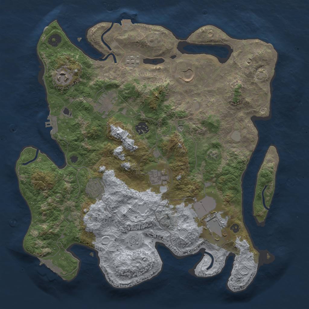 Rust Map: Procedural Map, Size: 3600, Seed: 1259, 16 Monuments