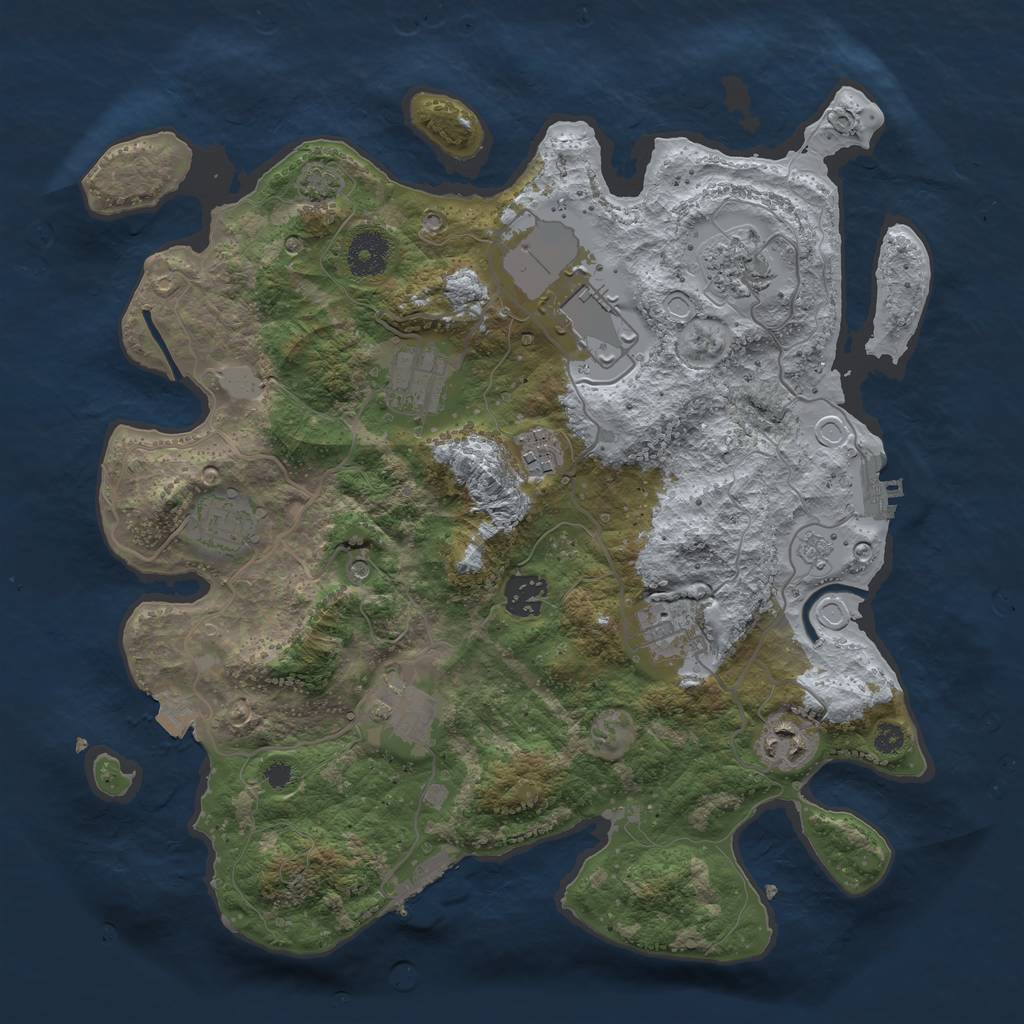 Rust Map: Procedural Map, Size: 3500, Seed: 1148871000, 17 Monuments