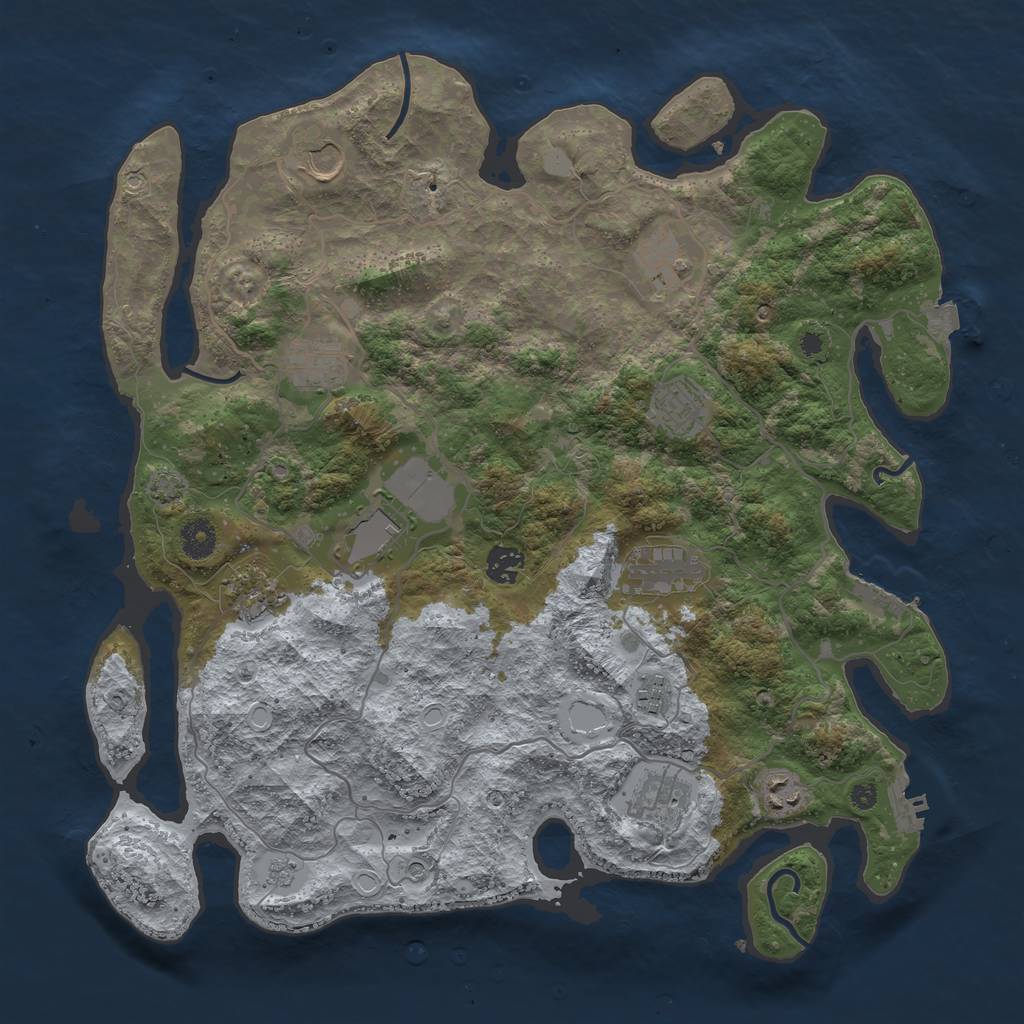 Rust Map: Procedural Map, Size: 4000, Seed: 600589423, 19 Monuments