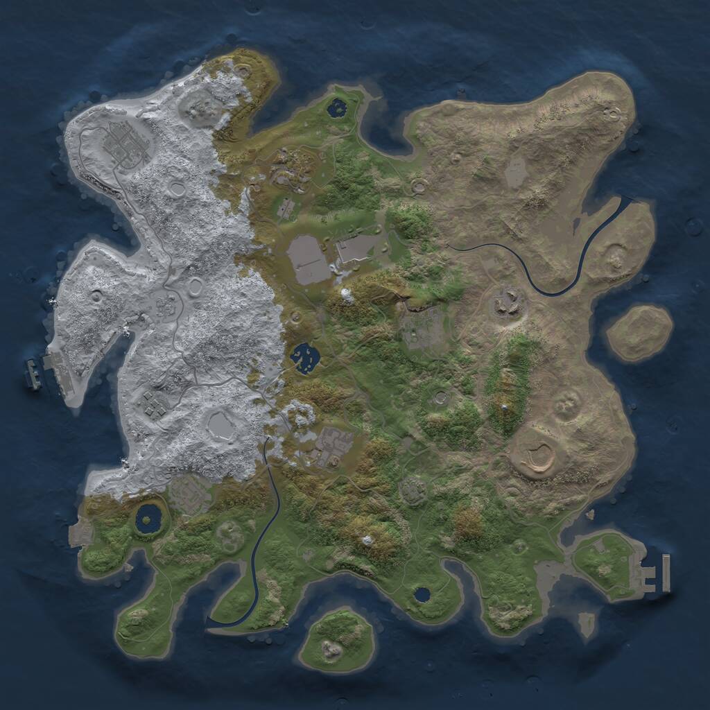 Rust Map: Procedural Map, Size: 3750, Seed: 340836727, 16 Monuments
