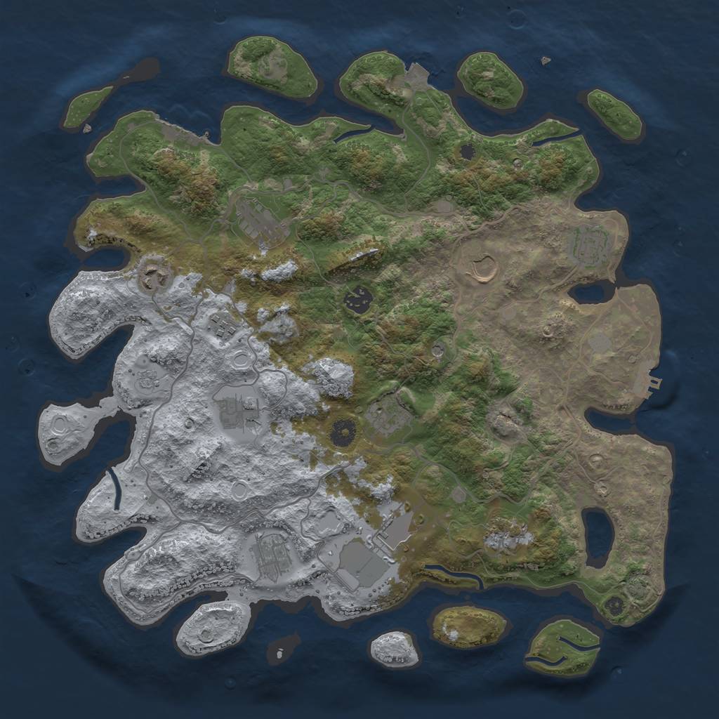 Rust Map: Procedural Map, Size: 4000, Seed: 1312117341, 19 Monuments
