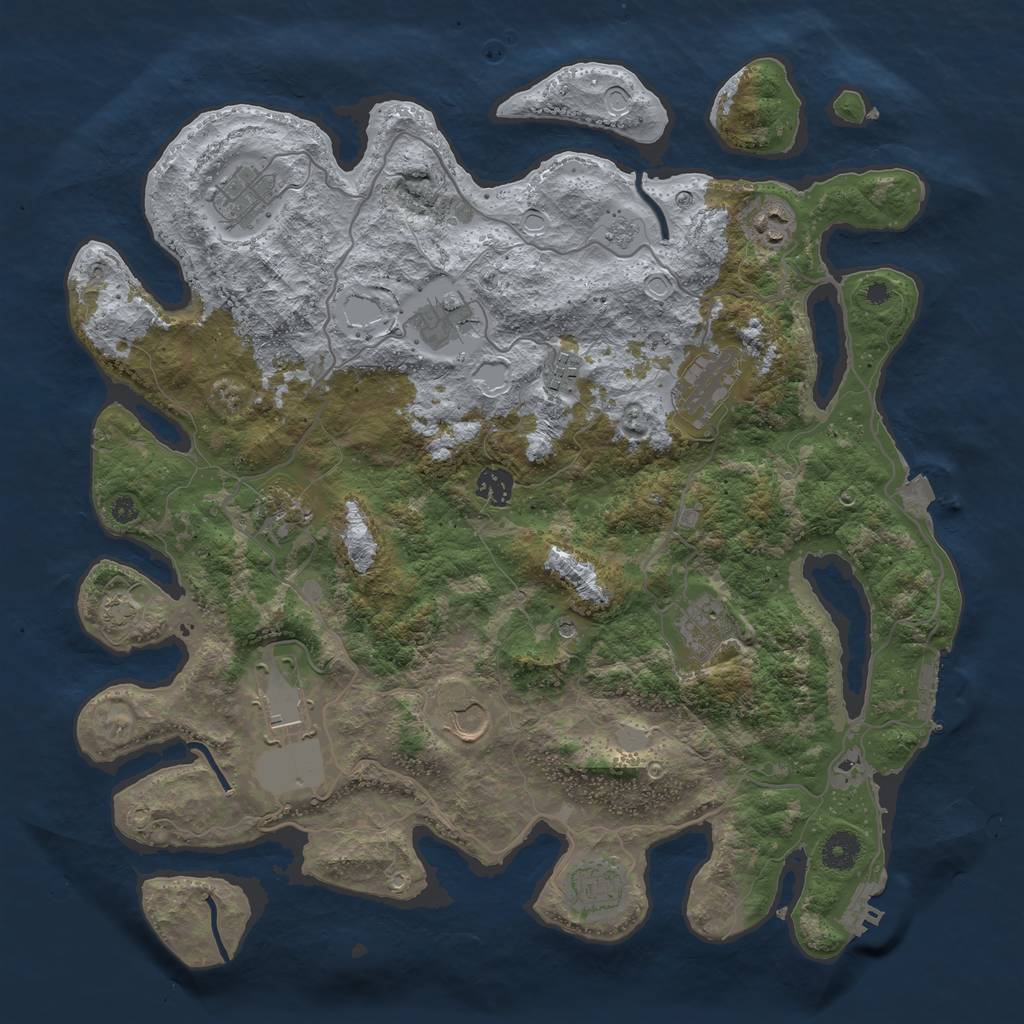 Rust Map: Procedural Map, Size: 4000, Seed: 822725372, 19 Monuments