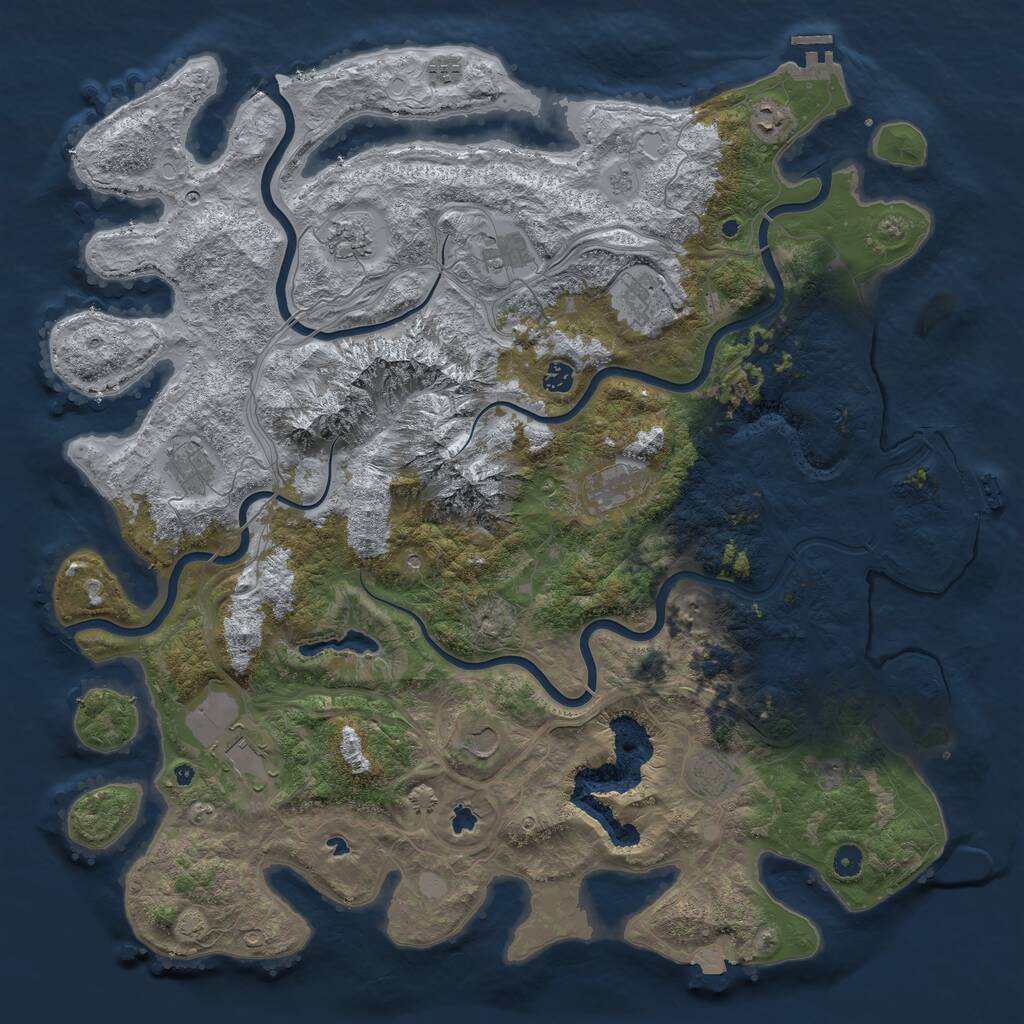 Rust Map: Procedural Map, Size: 5000, Seed: 76102415, 17 Monuments