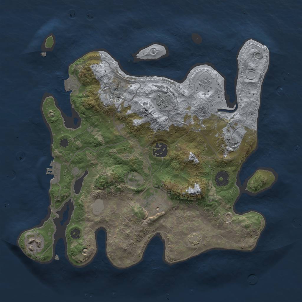 Rust Map: Procedural Map, Size: 3000, Seed: 1164640256, 11 Monuments