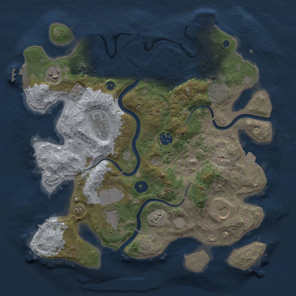 Rust Map: Procedural Map, Size: 3500, Seed: 130562749, 13 Monuments