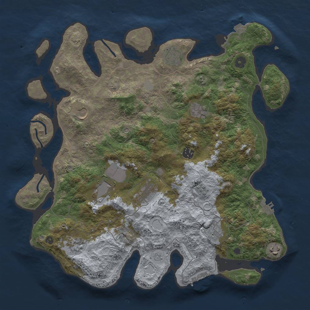 Rust Map: Procedural Map, Size: 4000, Seed: 83343, 18 Monuments