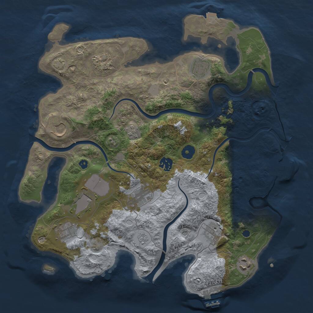 Rust Map: Procedural Map, Size: 3500, Seed: 2224, 16 Monuments