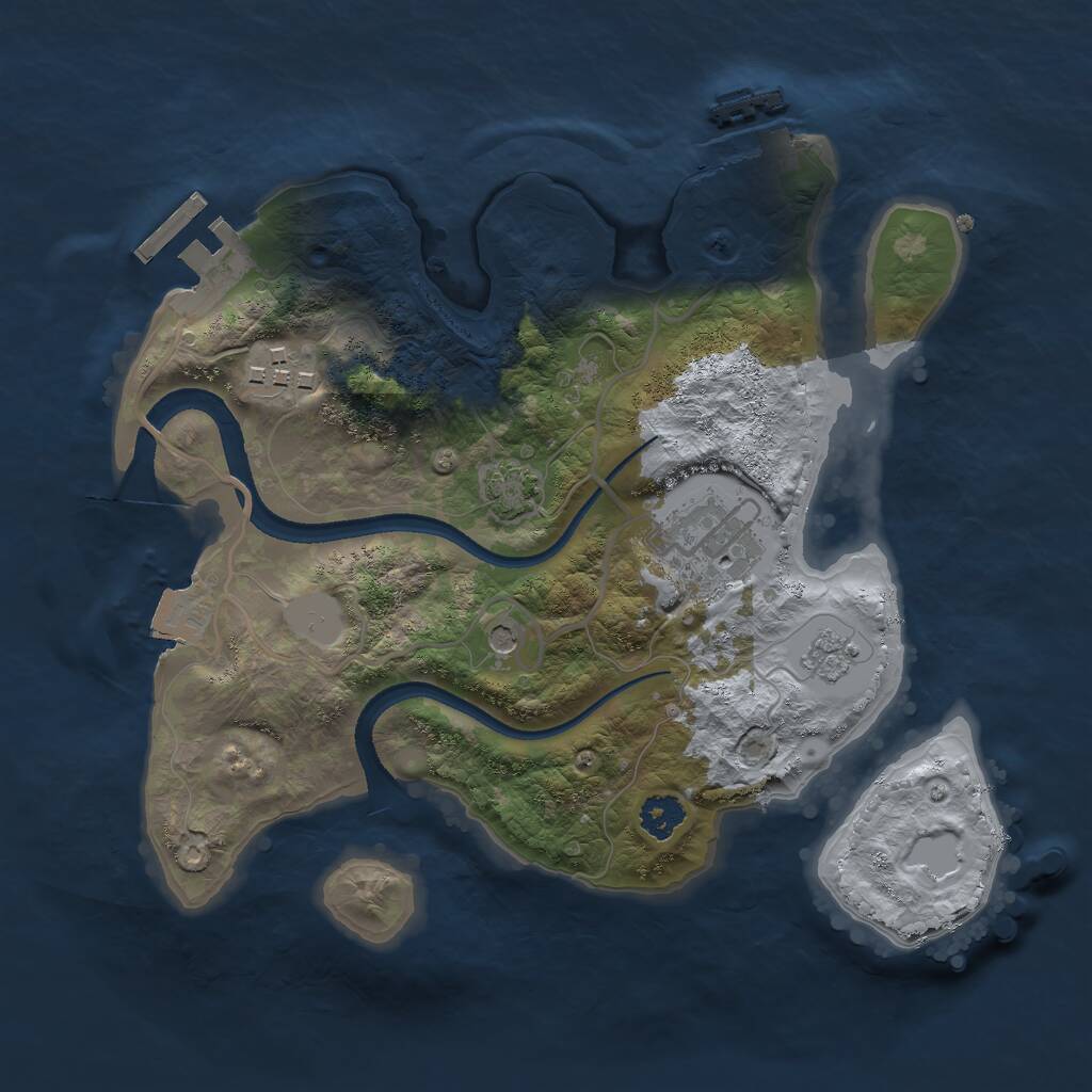 Rust Map: Procedural Map, Size: 2500, Seed: 582894288, 8 Monuments