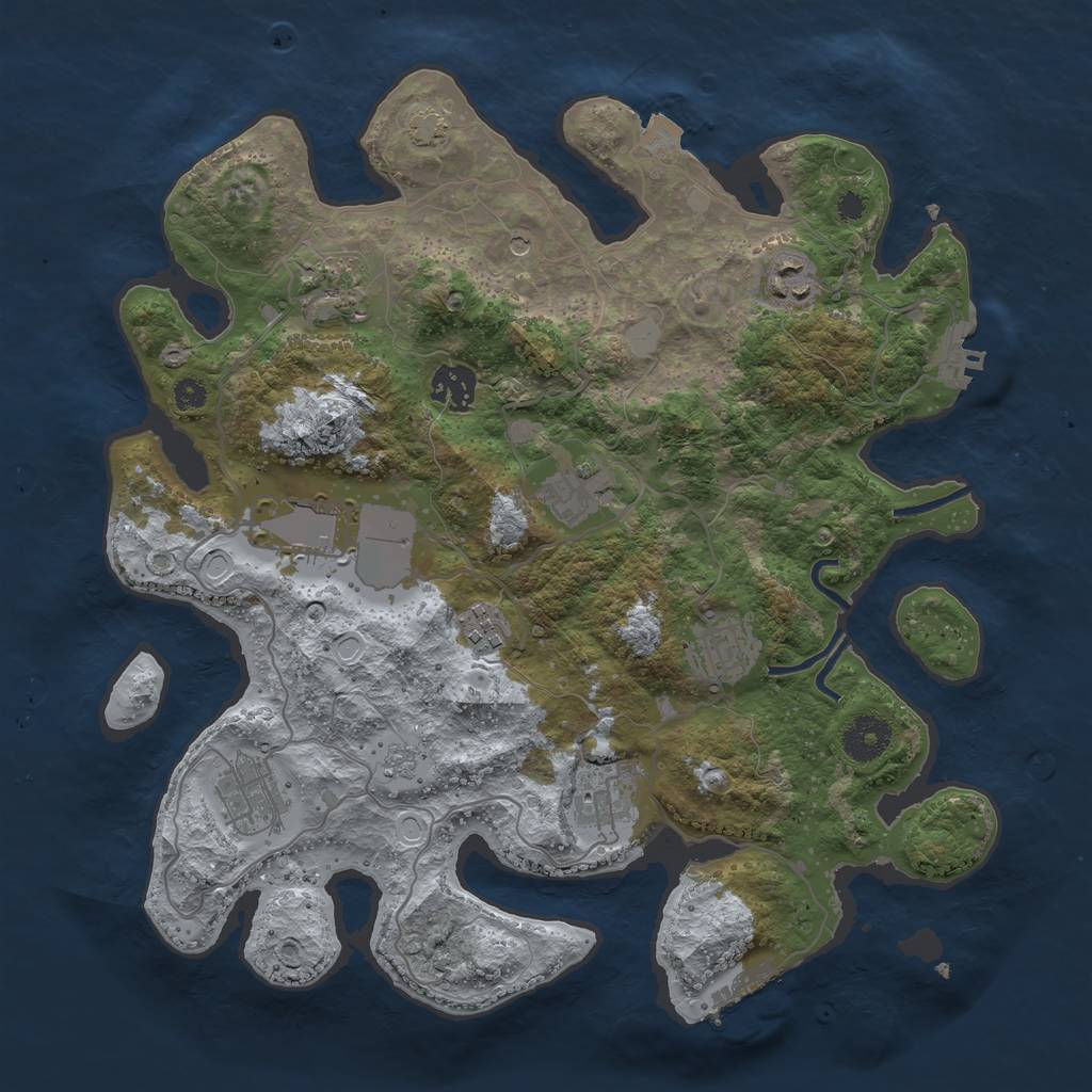 Rust Map: Procedural Map, Size: 3500, Seed: 349032912, 17 Monuments