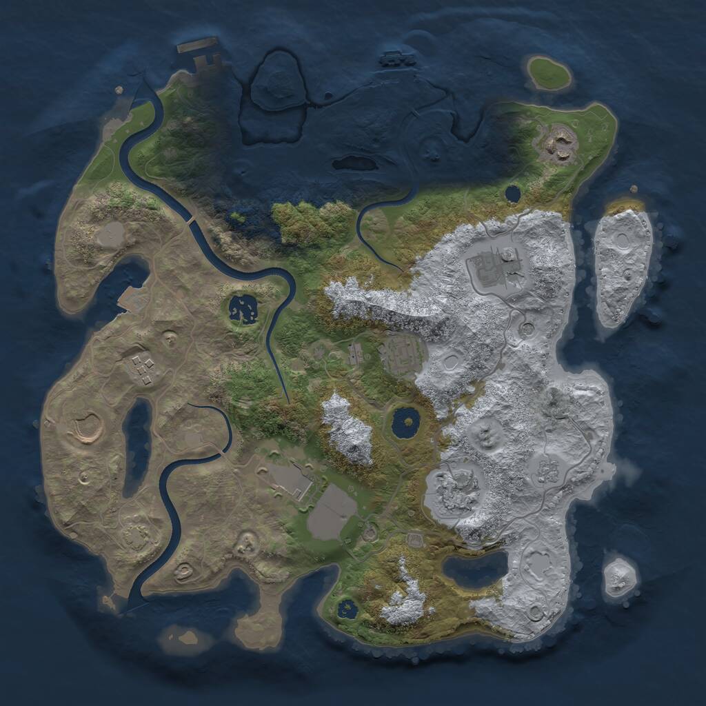 Rust Map: Procedural Map, Size: 3500, Seed: 954111926, 14 Monuments