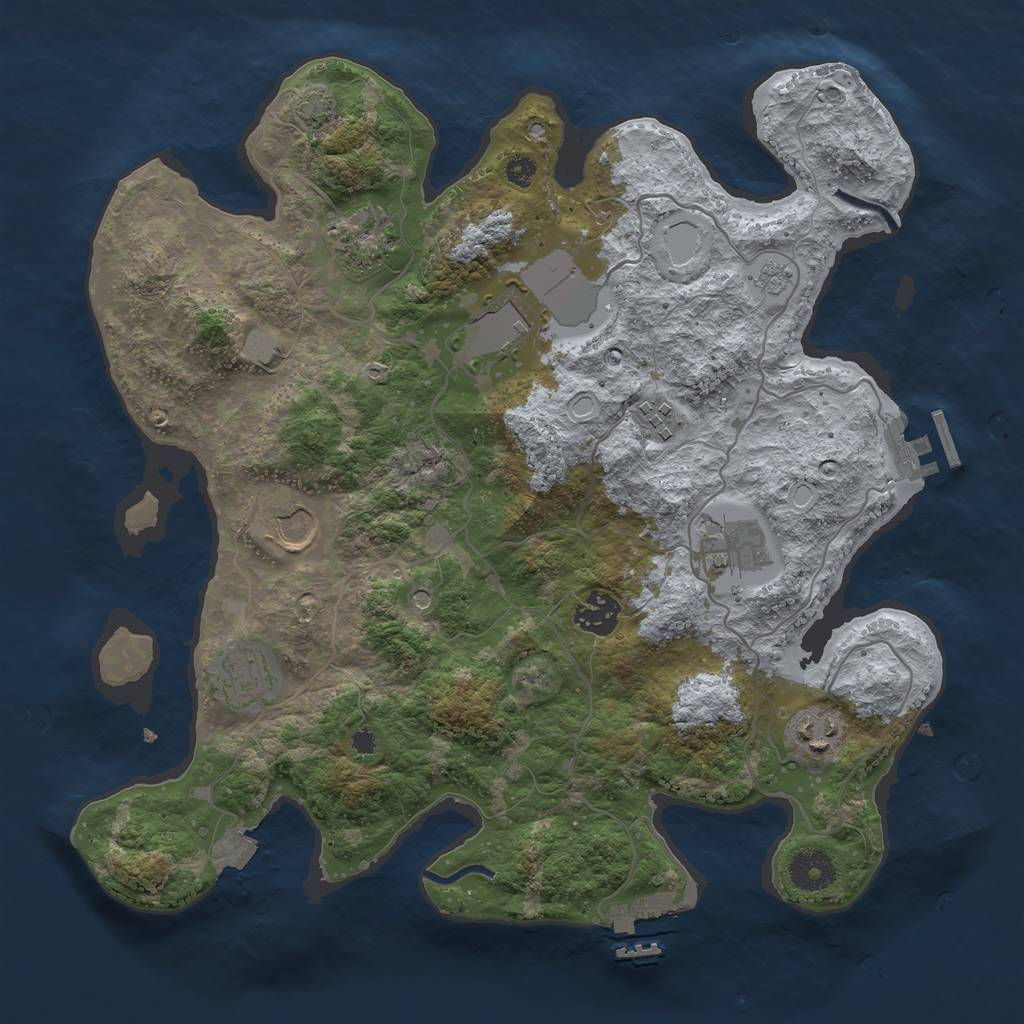 Rust Map: Procedural Map, Size: 3500, Seed: 1044949772, 16 Monuments
