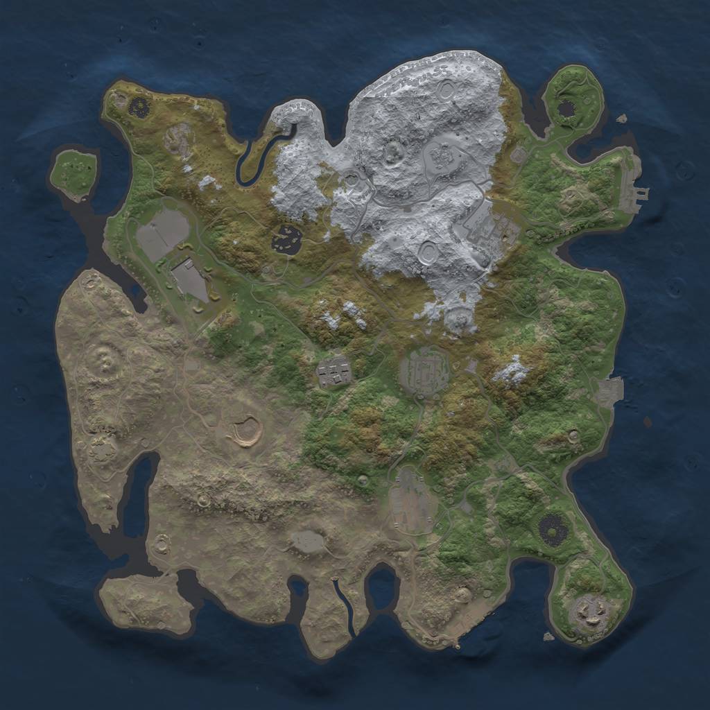 Rust Map: Procedural Map, Size: 3500, Seed: 765508513, 16 Monuments