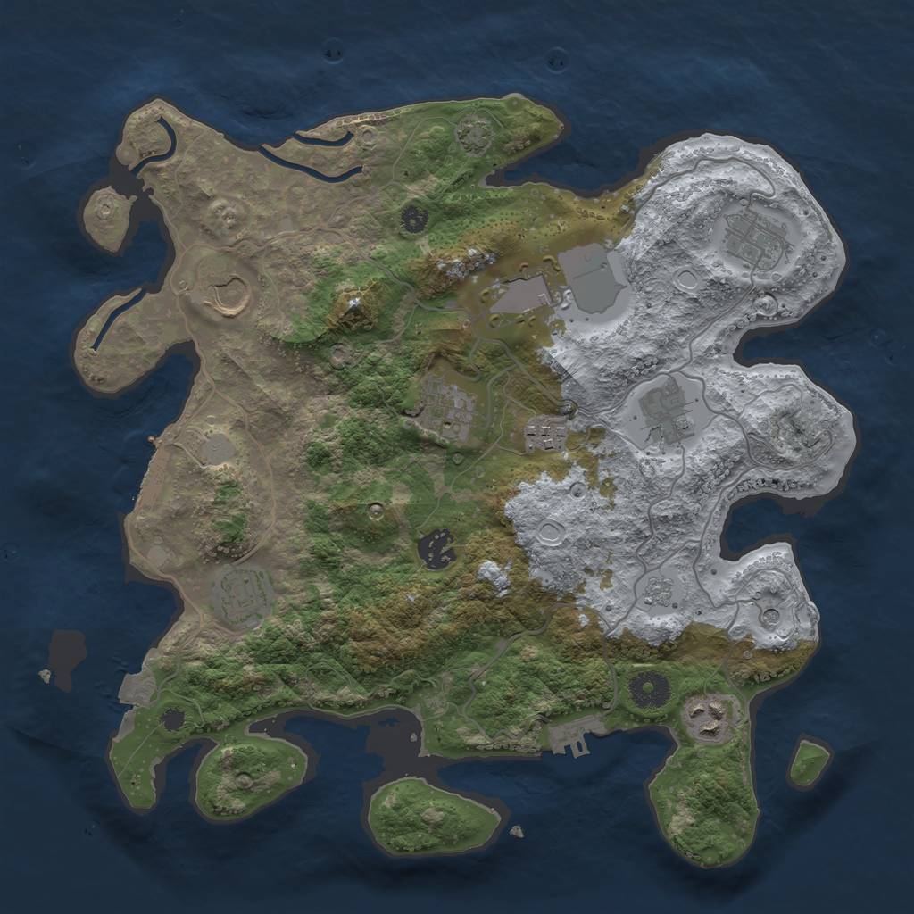 Rust Map: Procedural Map, Size: 3500, Seed: 83274661, 17 Monuments