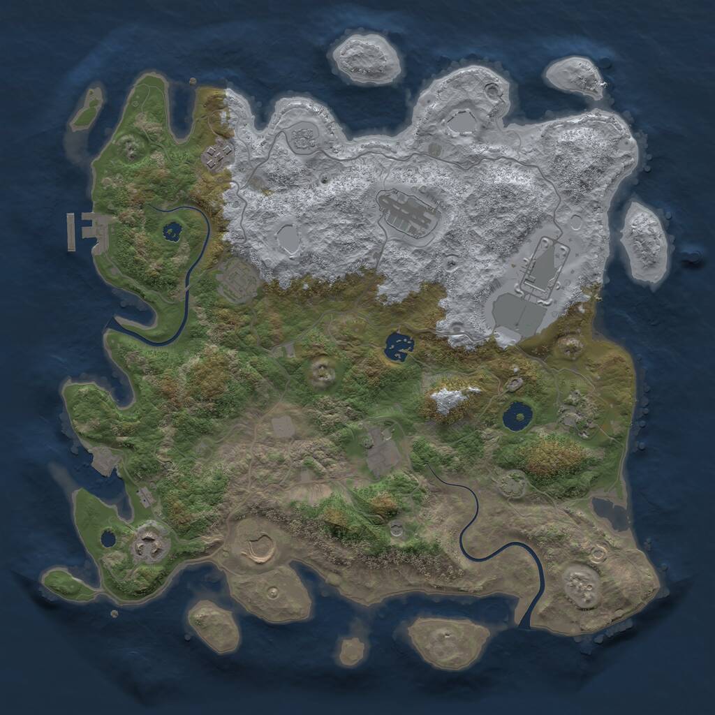 Rust Map: Procedural Map, Size: 3750, Seed: 186616838, 14 Monuments