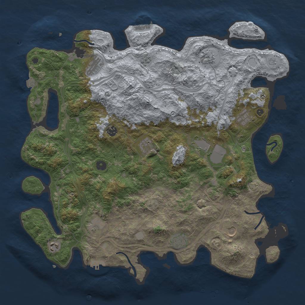 Rust Map: Procedural Map, Size: 4500, Seed: 1657299186, 19 Monuments