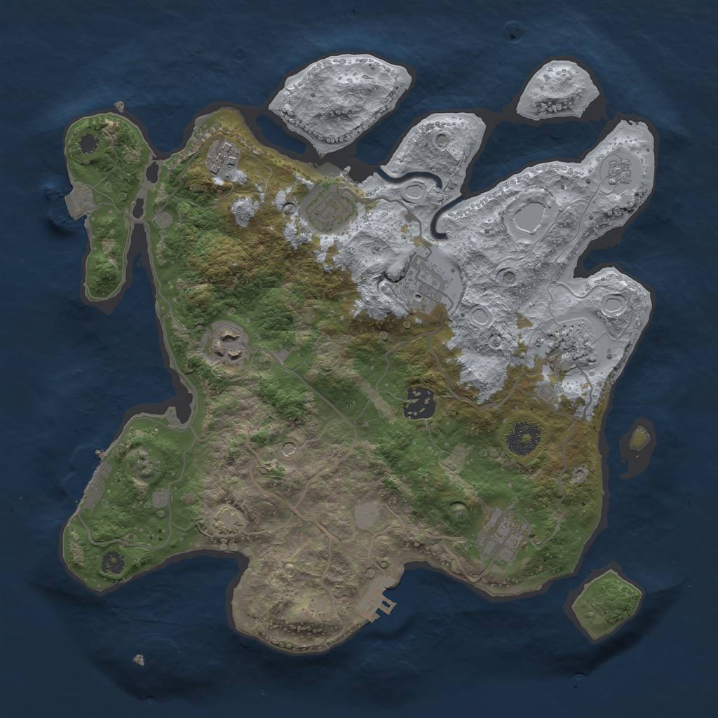 Rust Map: Procedural Map, Size: 3200, Seed: 454745646, 15 Monuments