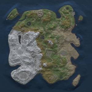 Thumbnail Rust Map: Procedural Map, Size: 3300, Seed: 1491455176, 14 Monuments