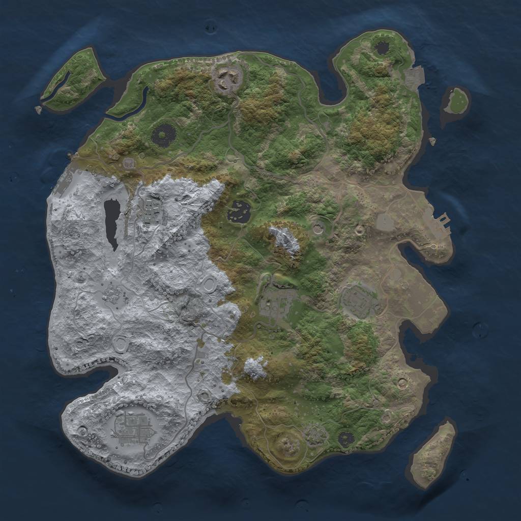 Rust Map: Procedural Map, Size: 3300, Seed: 1491455176, 14 Monuments