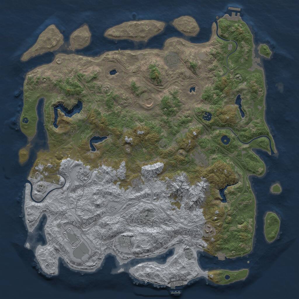 Rust Map: Procedural Map, Size: 5000, Seed: 18888489, 16 Monuments