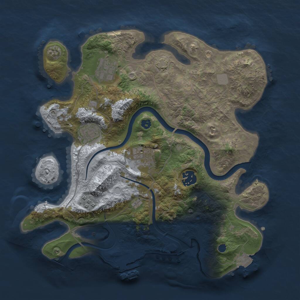 Rust Map: Procedural Map, Size: 3000, Seed: 1391145161, 8 Monuments