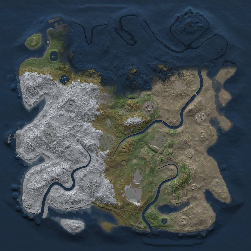 Rust Map: Procedural Map, Size: 3995, Seed: 62943, 14 Monuments