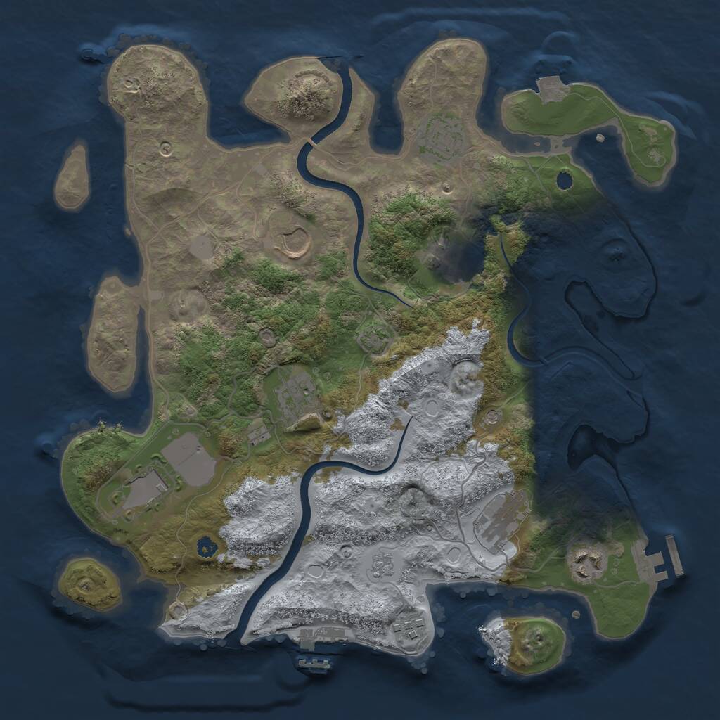 Rust Map: Procedural Map, Size: 3500, Seed: 1745501420, 14 Monuments
