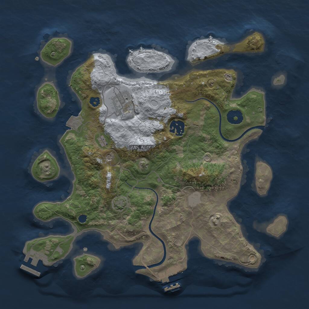 Rust Map: Procedural Map, Size: 3000, Seed: 1026904877, 7 Monuments